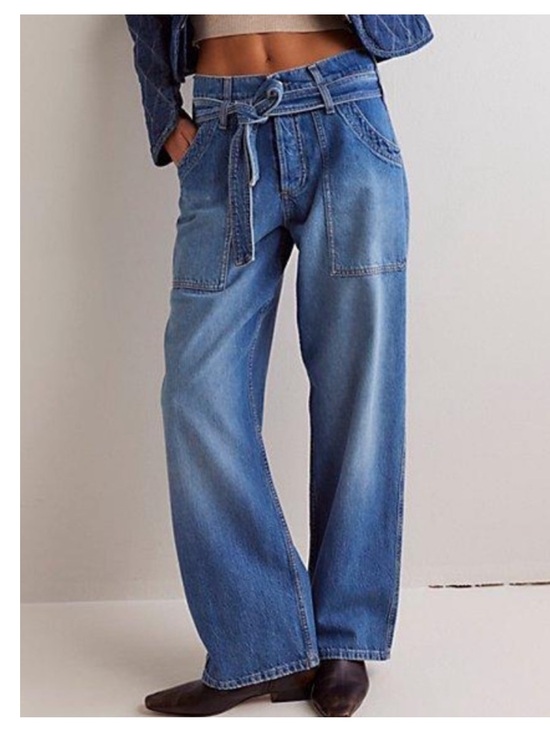 Free People Denim - We the Free People Blue Jay Belted Boyfriend Jeans